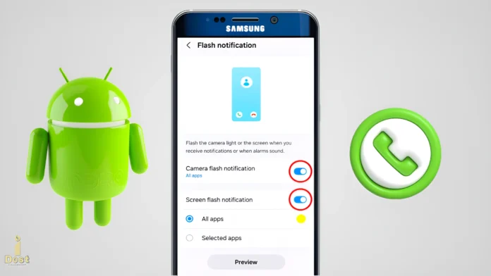 Turn ON or OFF Flash Notification on Samsung